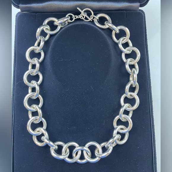1AR Silver Chain Statement Necklace HR12-6 - Picture 2 of 6